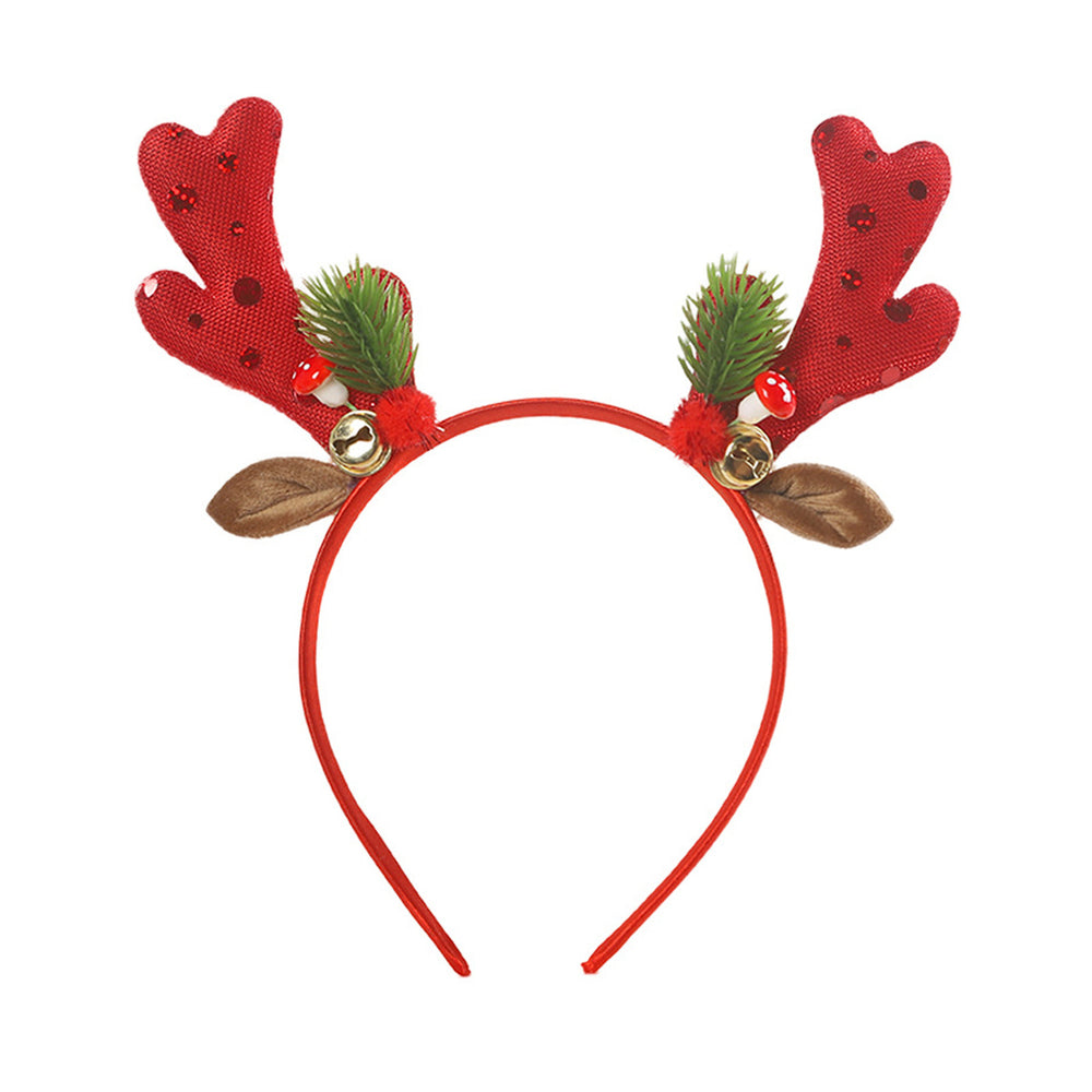 Christmas Headband Elk Horn Headband with Bell Sequin Xmas Lightweight Hair Band for Kids Festive Photo Props Decor Image 2