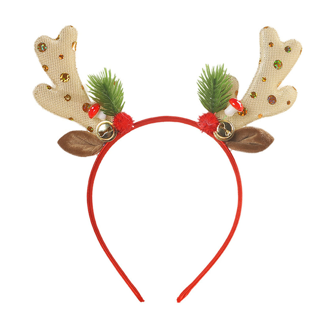 Christmas Headband Elk Horn Headband with Bell Sequin Xmas Lightweight Hair Band for Kids Festive Photo Props Decor Image 3