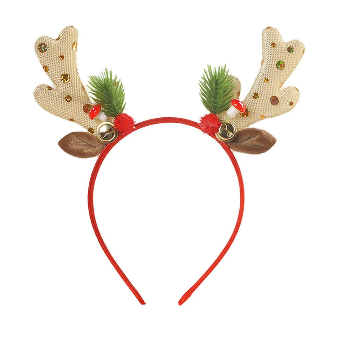 Christmas Headband Elk Horn Headband with Bell Sequin Xmas Lightweight Hair Band for Kids Festive Photo Props Decor Image 1