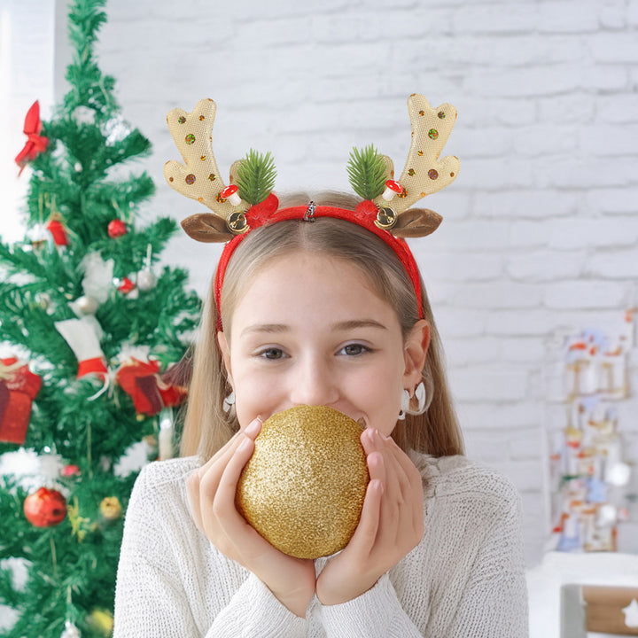 Christmas Headband Elk Horn Headband with Bell Sequin Xmas Lightweight Hair Band for Kids Festive Photo Props Decor Image 6