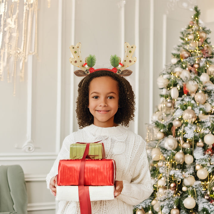 Christmas Headband Elk Horn Headband with Bell Sequin Xmas Lightweight Hair Band for Kids Festive Photo Props Decor Image 11