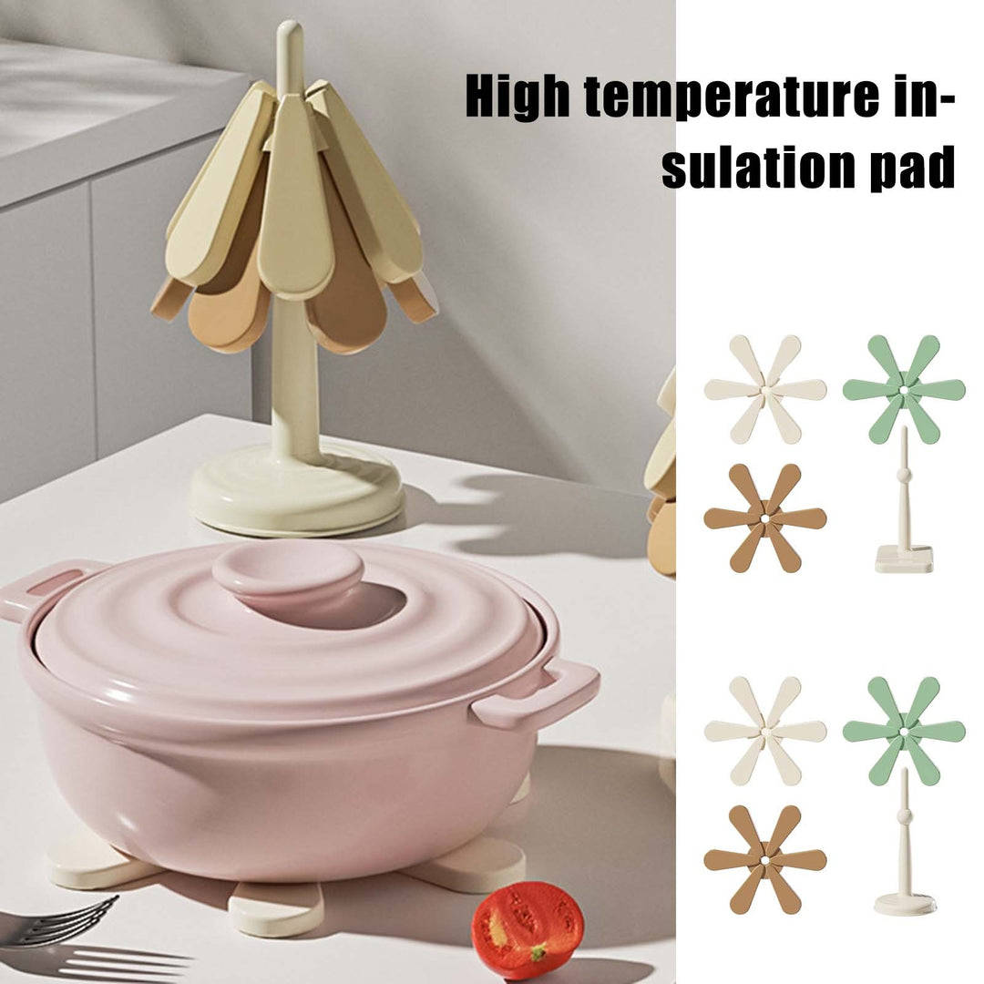 3Pcs Coasters Set Heat-Insulating Silicone Mats for Hot Dishes Teapots And Table Decor Christmas Tree Shape Trivet with Image 1