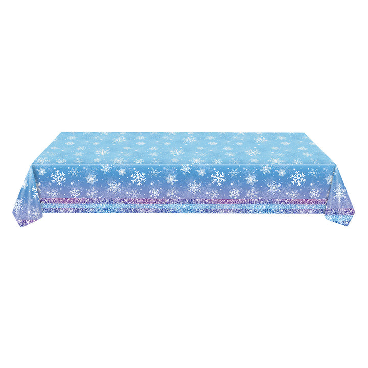 3/6 Pack Christmas Tablecloth Winter Holiday Snowflake Dining Tablecloth Plastic Disposable Table Cover for Christmas Image 4