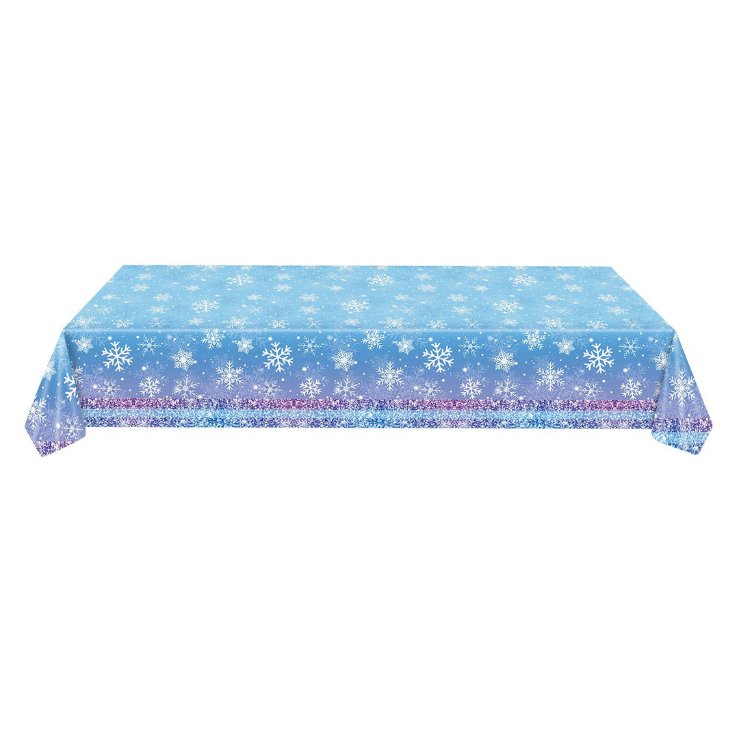 3/6 Pack Christmas Tablecloth Winter Holiday Snowflake Dining Tablecloth Plastic Disposable Table Cover for Christmas Image 1