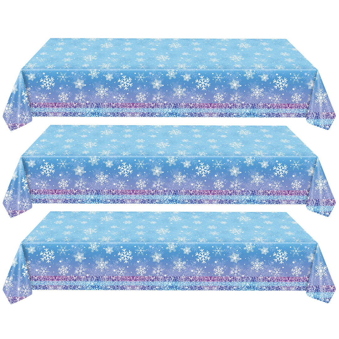 3/6 Pack Christmas Tablecloth Winter Holiday Snowflake Dining Tablecloth Plastic Disposable Table Cover for Christmas Image 6