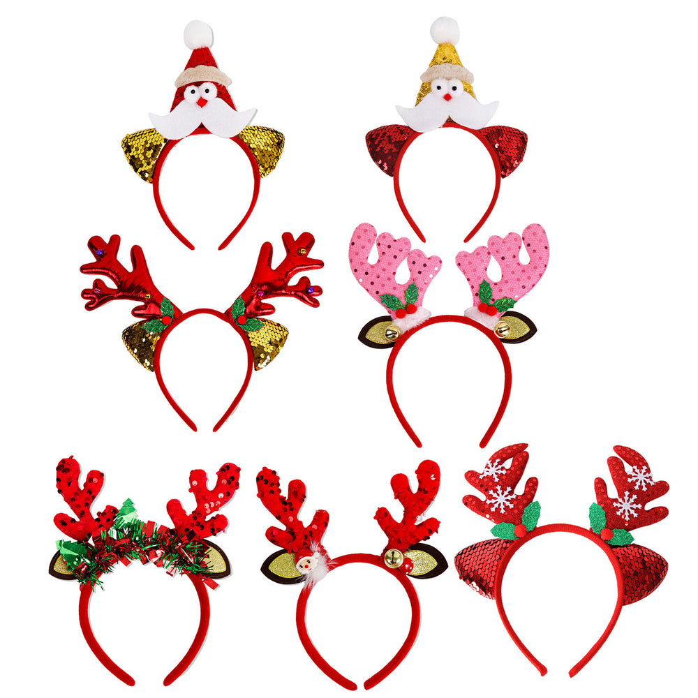 1/7 Pcs Christmas Headband Festive Santa Hat Reindeer Antler Headpieces Xmas Party Costume Hairhoop Accessory for Women Image 2