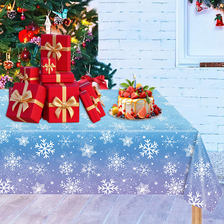 3/6 Pack Christmas Tablecloth Winter Holiday Snowflake Dining Tablecloth Plastic Disposable Table Cover for Christmas Image 10