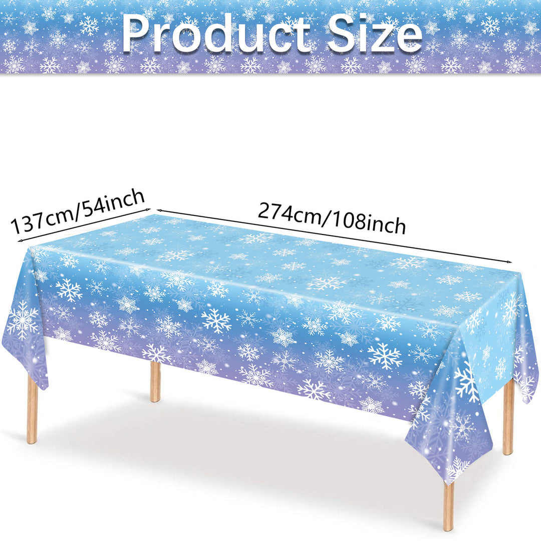 3/6 Pack Christmas Tablecloth Winter Holiday Snowflake Dining Tablecloth Plastic Disposable Table Cover for Christmas Image 12