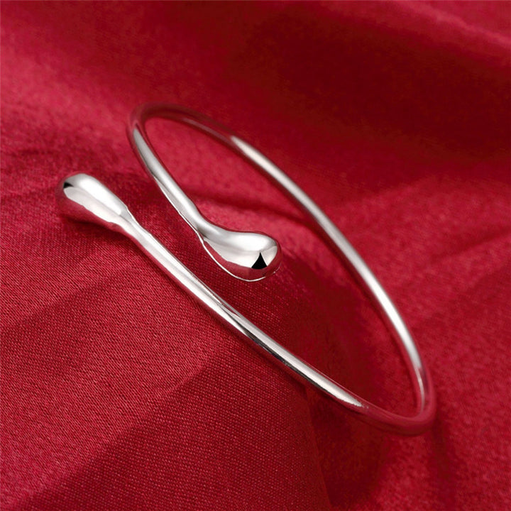 Women Open Bracelet Adjustable Polished Simple Style Water Drop Shape Wedding Daily Dating Wrist Jewelry Birthday Image 3