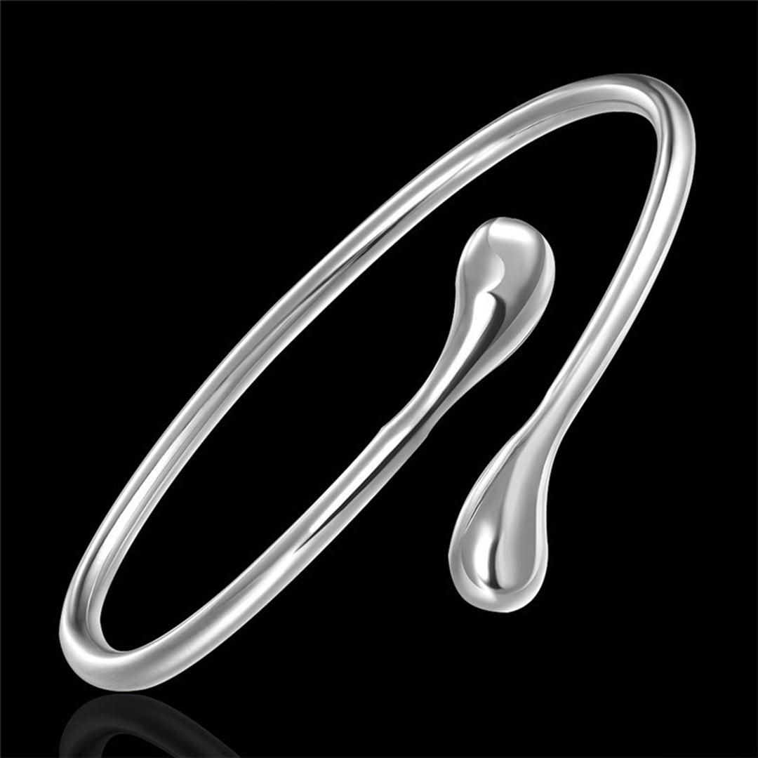 Women Open Bracelet Adjustable Polished Simple Style Water Drop Shape Wedding Daily Dating Wrist Jewelry Birthday Image 9