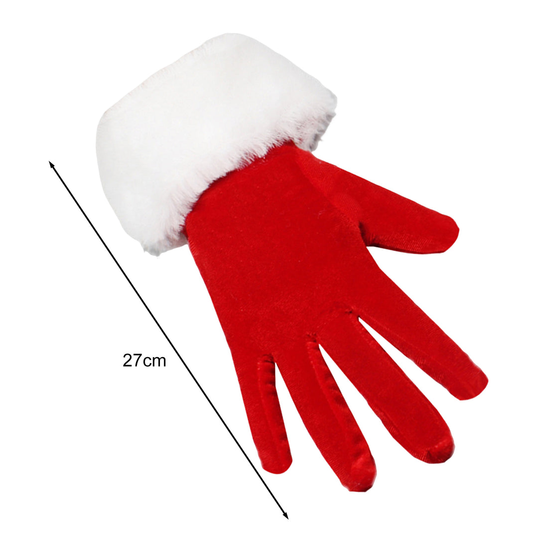 1 Pair Winter Christmas Gloves Thick Plush Trim Anti-slip Elastic Keep Warm Windproof Santa Claus Cosplay Performance Image 6