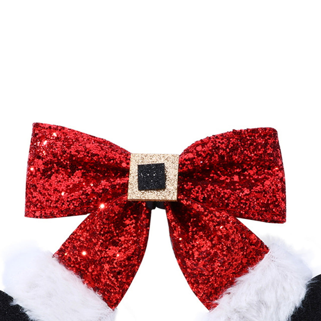 Christmas Hairpin with Shiny Sequins Plush Red White Black Bowknot Shape Hair Clip Xmas Side Bang Hair Pin Hair Image 10