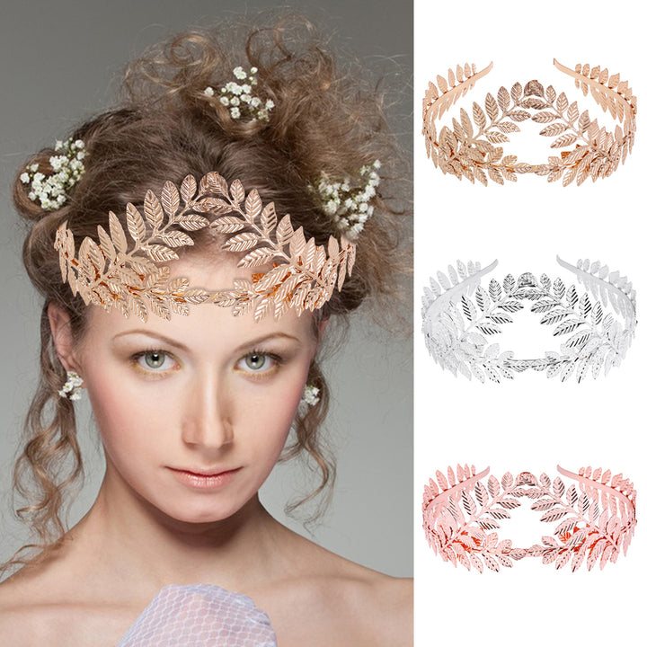 Bridal Hair Hoop Metal Leaf Design Shiny Sparkling Texture Crown Bridesmaid Headband Daily Party Wedding Christmas Gift Image 1