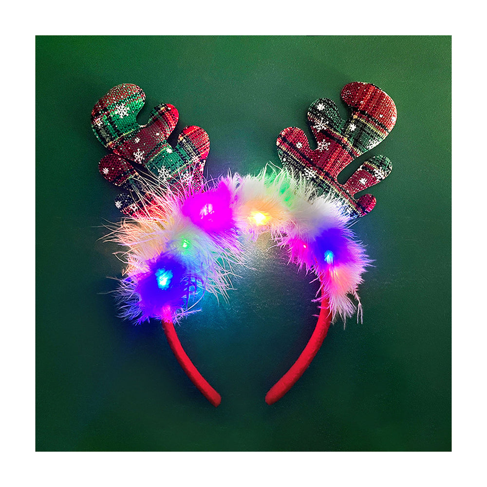 Women Girl Hair Hoop LED Christmas Reindeer Santa Claus Decor Headband Cartoon Style Cosplay Headband Photography Props Image 2