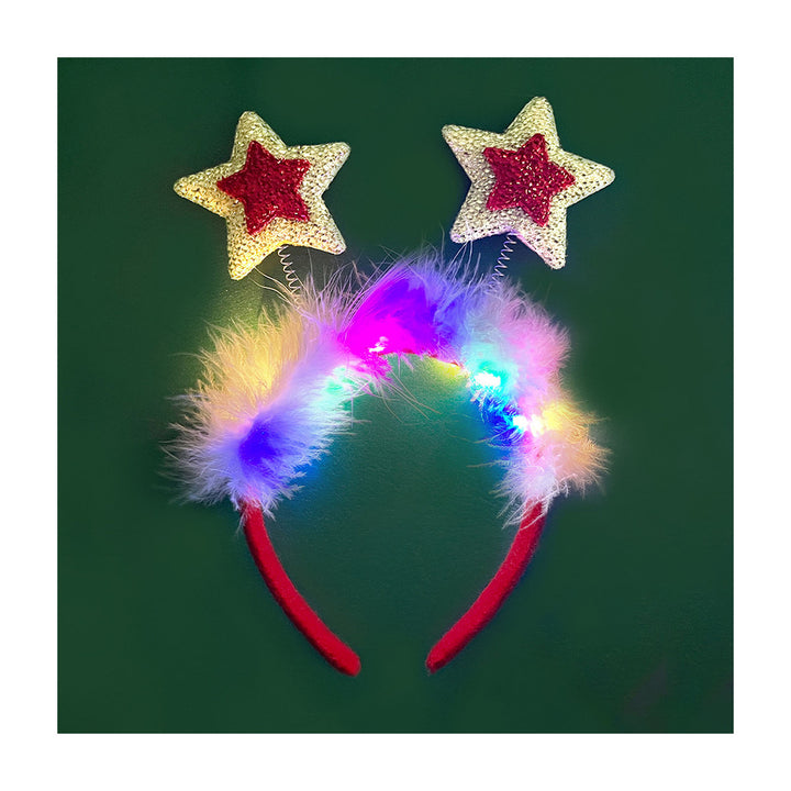 Women Girl Hair Hoop LED Christmas Reindeer Santa Claus Decor Headband Cartoon Style Cosplay Headband Photography Props Image 3