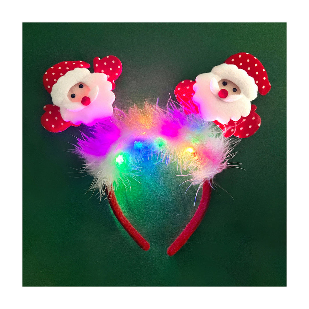 Women Girl Hair Hoop LED Christmas Reindeer Santa Claus Decor Headband Cartoon Style Cosplay Headband Photography Props Image 4