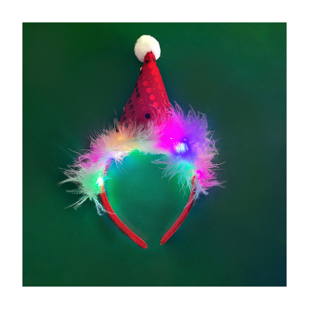 Women Girl Hair Hoop LED Christmas Reindeer Santa Claus Decor Headband Cartoon Style Cosplay Headband Photography Props Image 4