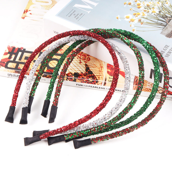 Women Hair Hoop Sparkling Sequins Elastic Headband DIY Glitter Handmade DIY Hair Hoop Christmas Accessories Image 1