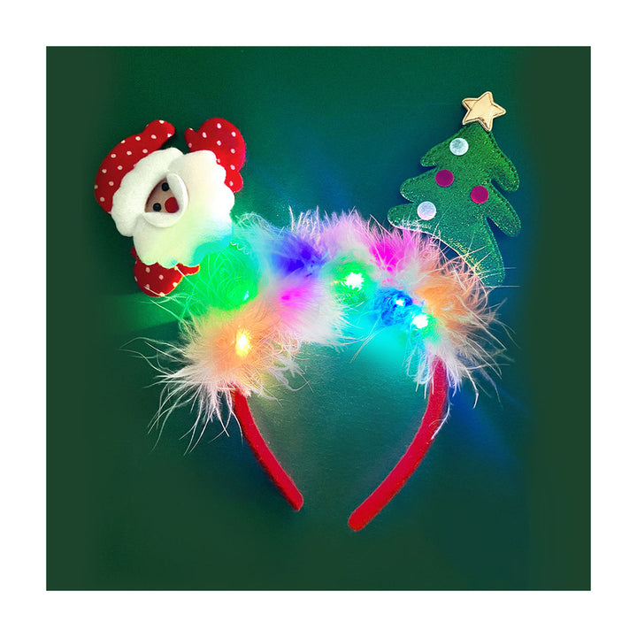 Women Girl Hair Hoop LED Christmas Reindeer Santa Claus Decor Headband Cartoon Style Cosplay Headband Photography Props Image 6