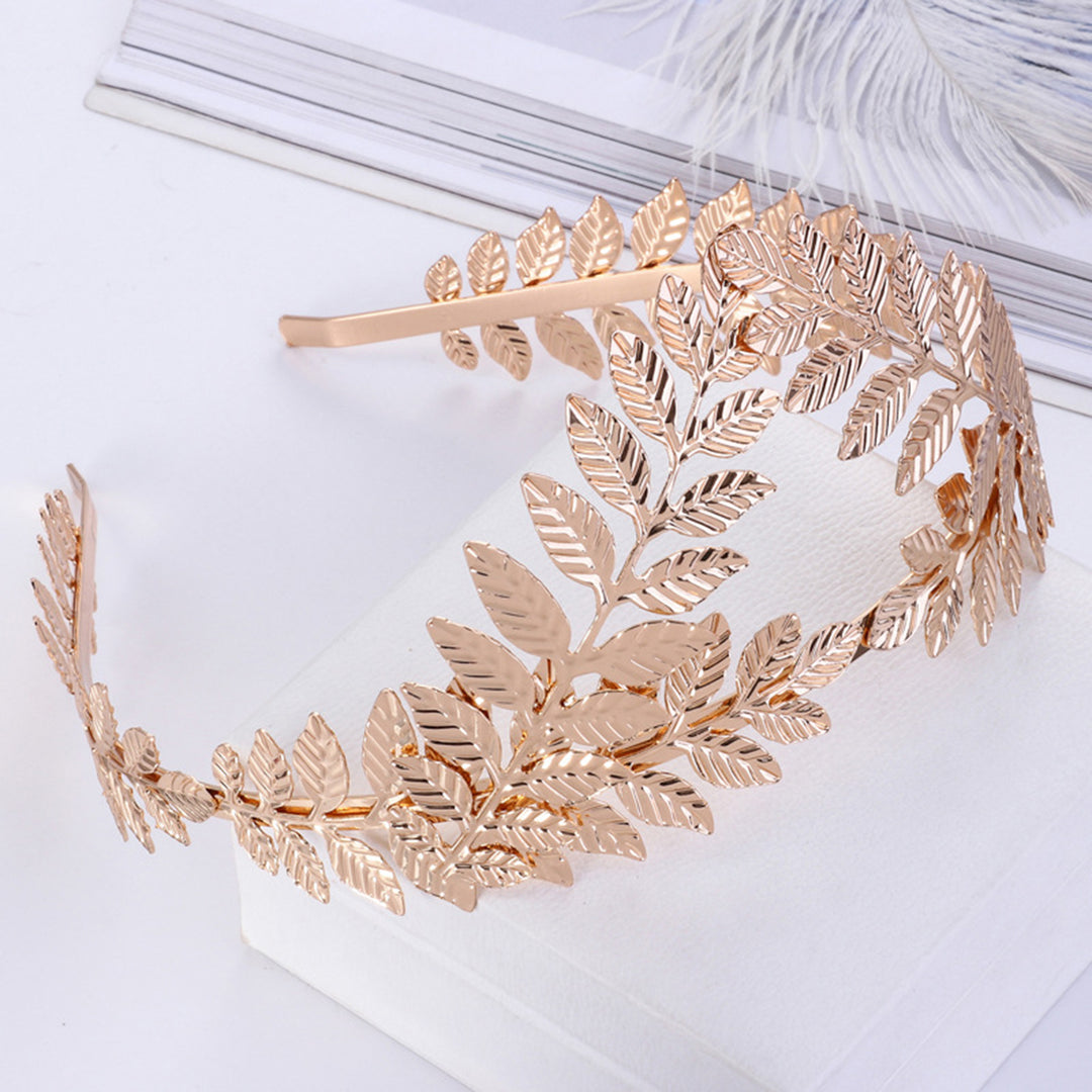 Bridal Hair Hoop Metal Leaf Design Shiny Sparkling Texture Crown Bridesmaid Headband Daily Party Wedding Christmas Gift Image 7