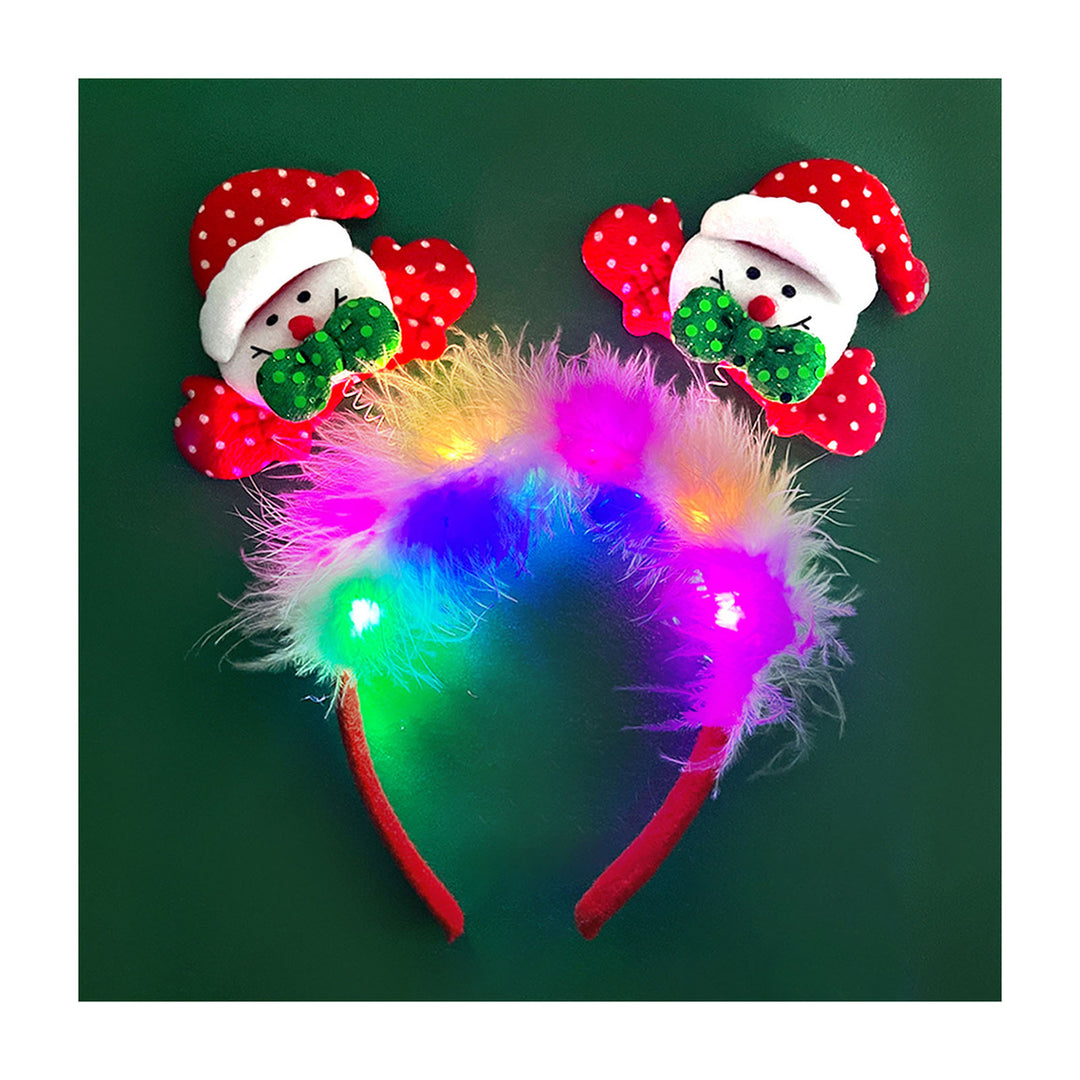 Women Girl Hair Hoop LED Christmas Reindeer Santa Claus Decor Headband Cartoon Style Cosplay Headband Photography Props Image 7