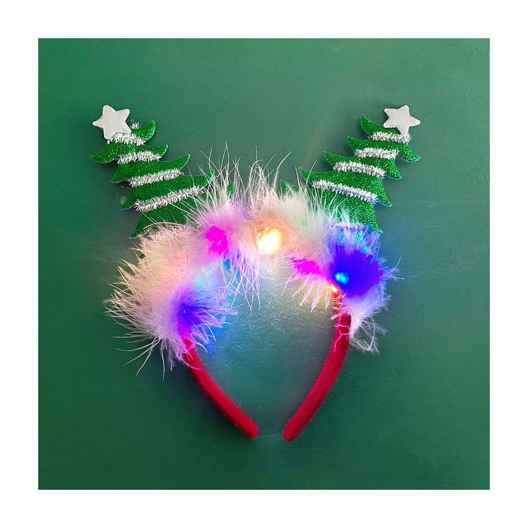 Women Girl Hair Hoop LED Christmas Reindeer Santa Claus Decor Headband Cartoon Style Cosplay Headband Photography Props Image 8