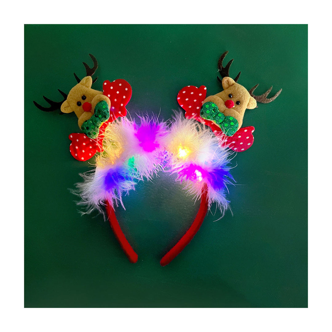 Women Girl Hair Hoop LED Christmas Reindeer Santa Claus Decor Headband Cartoon Style Cosplay Headband Photography Props Image 10