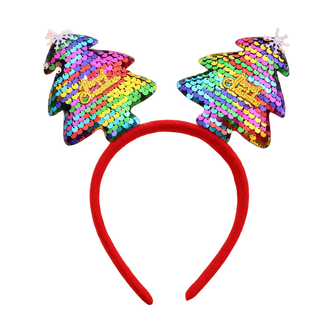 Christmas Headband Sequins Antler Decor Hair Hoop Kids Adults Elastic Headband Festive Glitter Headwear Image 3