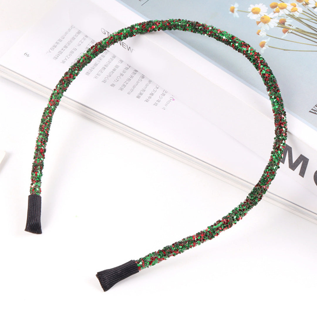 Women Hair Hoop Sparkling Sequins Elastic Headband DIY Glitter Handmade DIY Hair Hoop Christmas Accessories Image 11