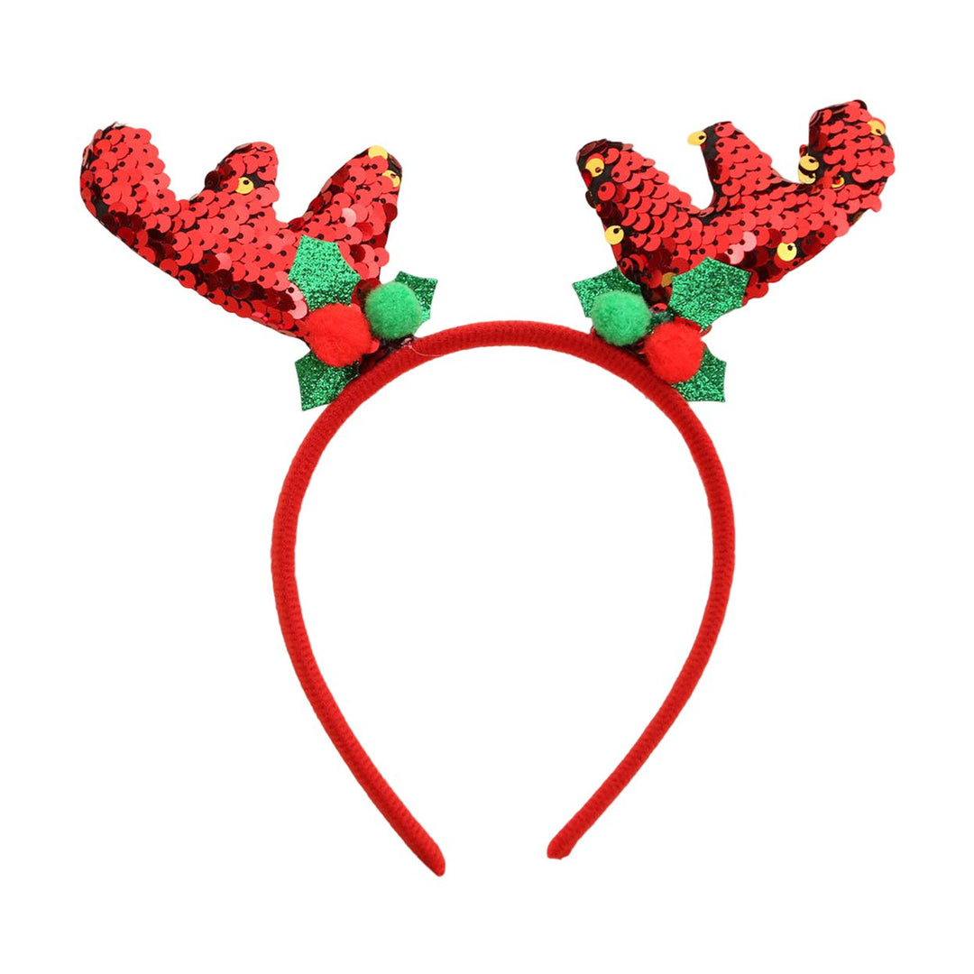 Christmas Headband Sequins Antler Decor Hair Hoop Kids Adults Elastic Headband Festive Glitter Headwear Image 4