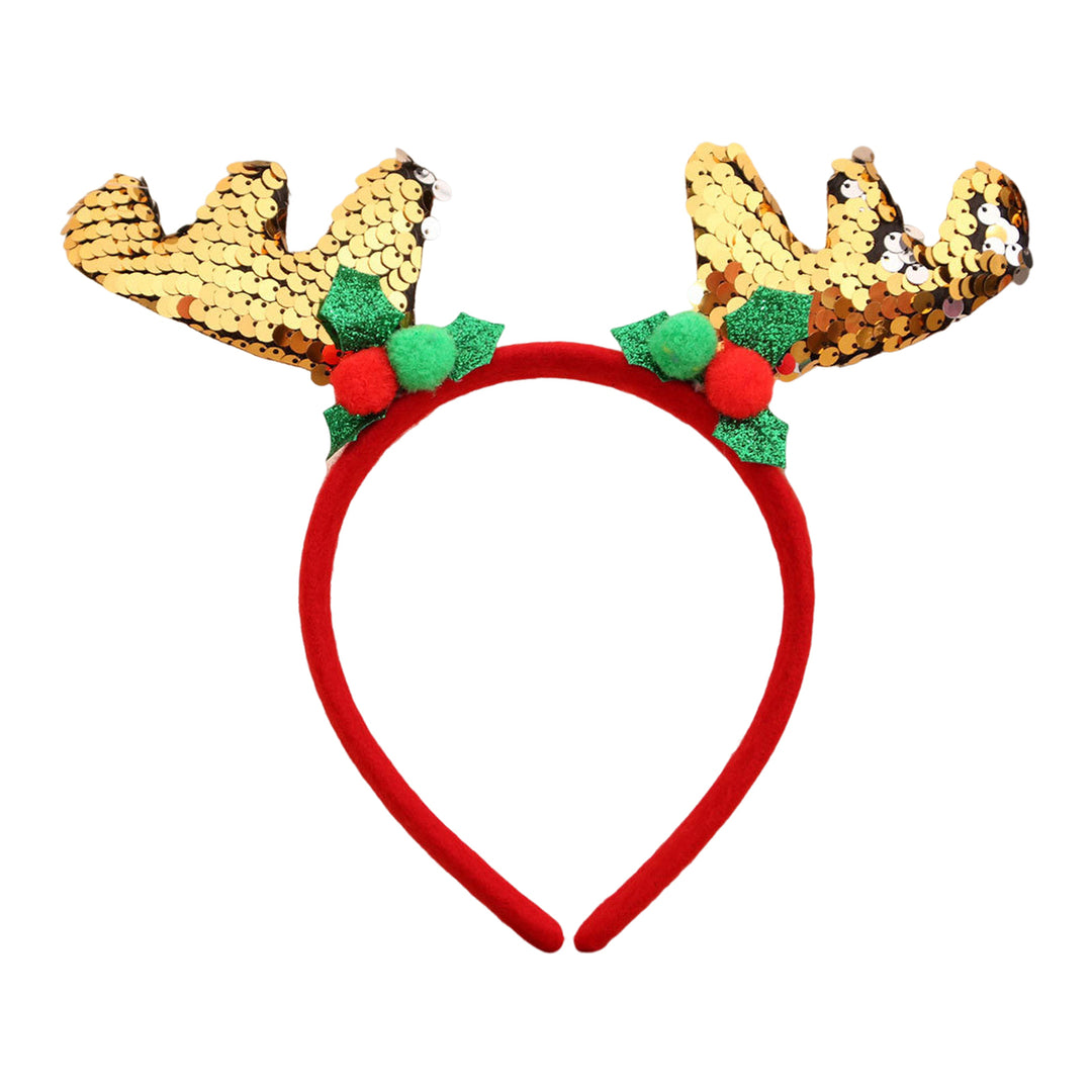 Christmas Headband Sequins Antler Decor Hair Hoop Kids Adults Elastic Headband Festive Glitter Headwear Image 6