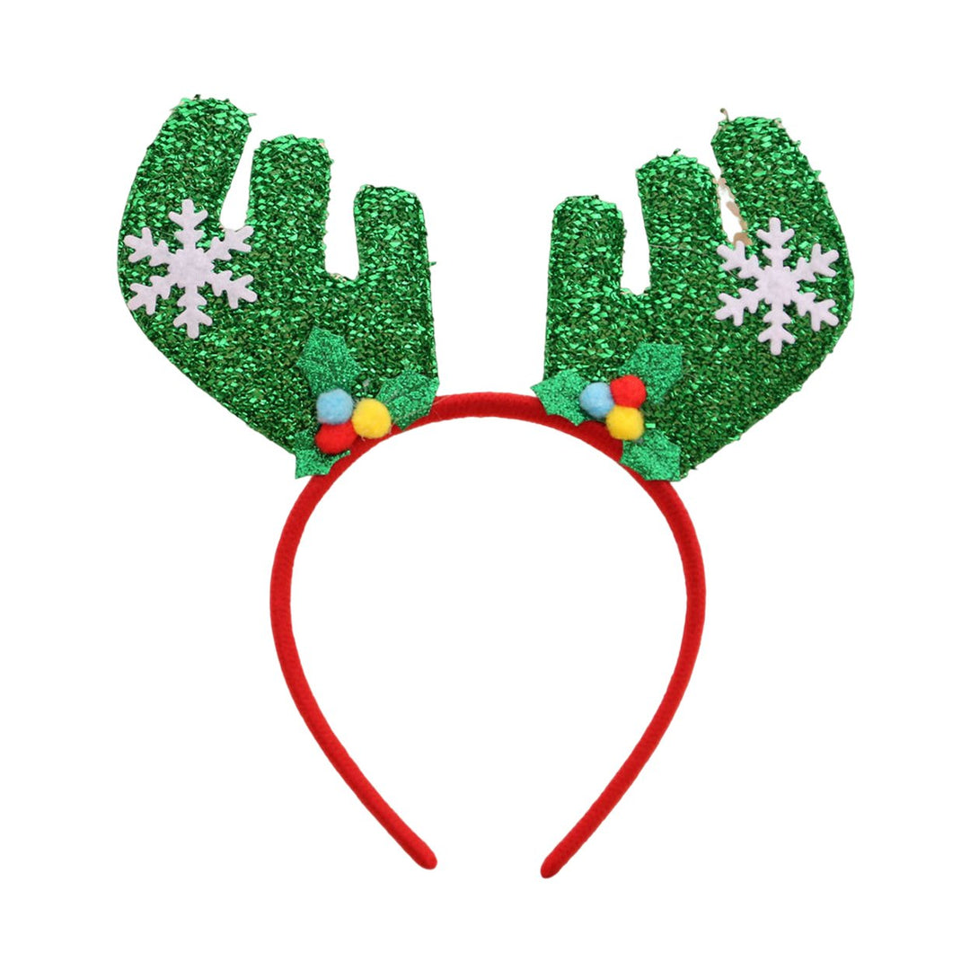 Christmas Headband Sequins Antler Decor Hair Hoop Kids Adults Elastic Headband Festive Glitter Headwear Image 8