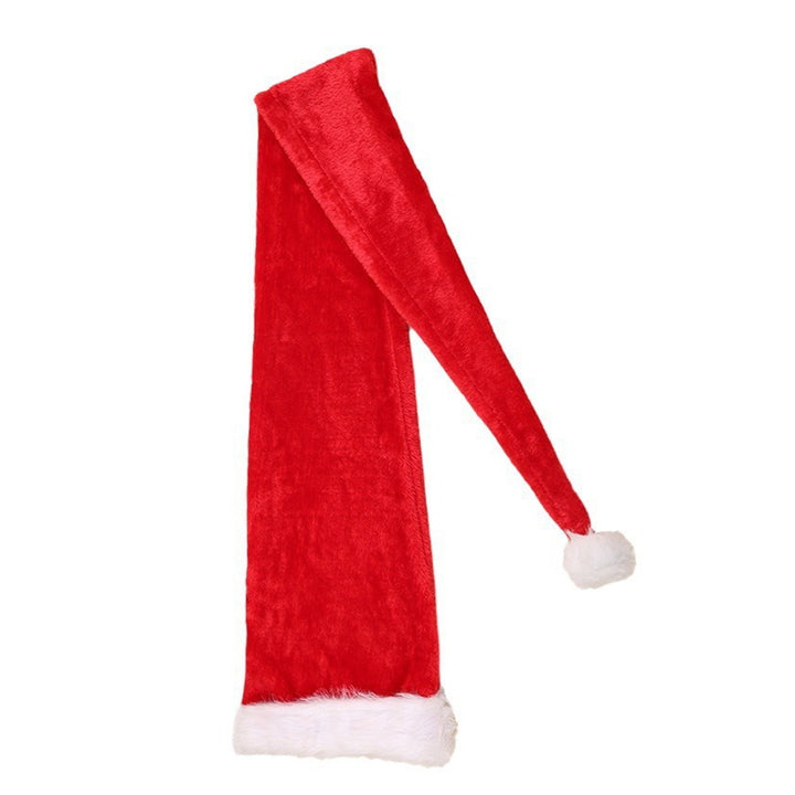 Christmas Santa Hat Ultra Long Plush Ball Decor Thick Keep Warm Anti-slip Red Festive Year Party Cosplay Photo Porp Image 3