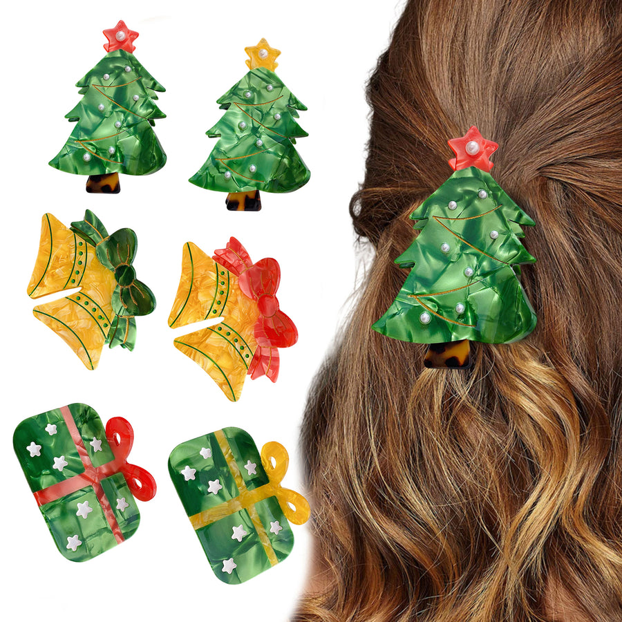 Christmas Hair Clip Xmas Tree Gift Bell Shape Hair Pin Side Hair Hairpin Festive Theme Party Accessories Image 1