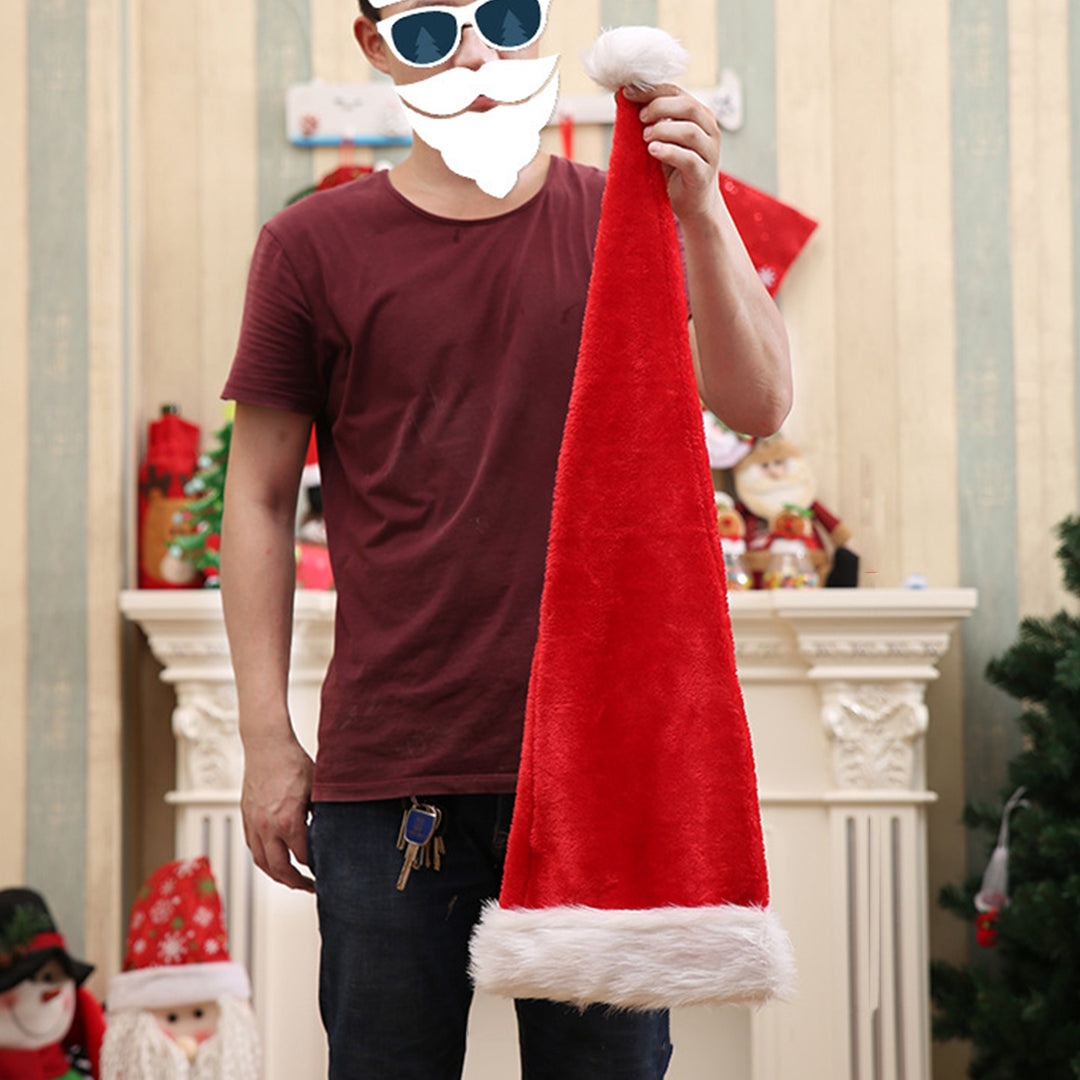 Christmas Santa Hat Ultra Long Plush Ball Decor Thick Keep Warm Anti-slip Red Festive Year Party Cosplay Photo Porp Image 8