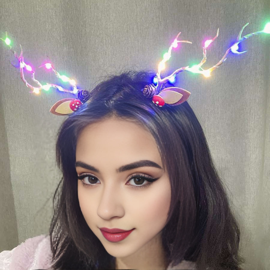 1 Pair Hair Pins LED Light Antler Decor Luminous Hair Clips Lightweight Easy to Wear Hairpins Christmas Hair Accessories Image 1