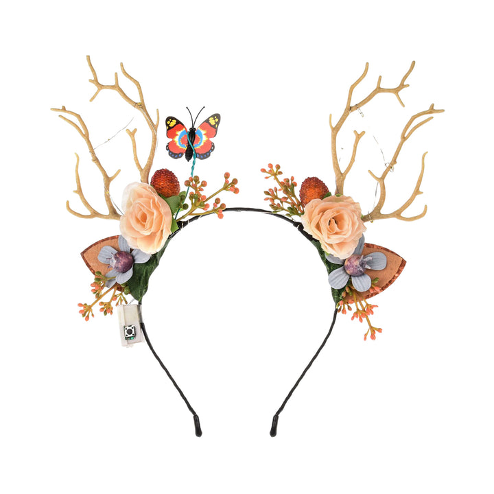 Christmas Hair Hoop Flower Butterflies Decor Antlers Design LED Light Headband Parties Performances Accessory Image 4