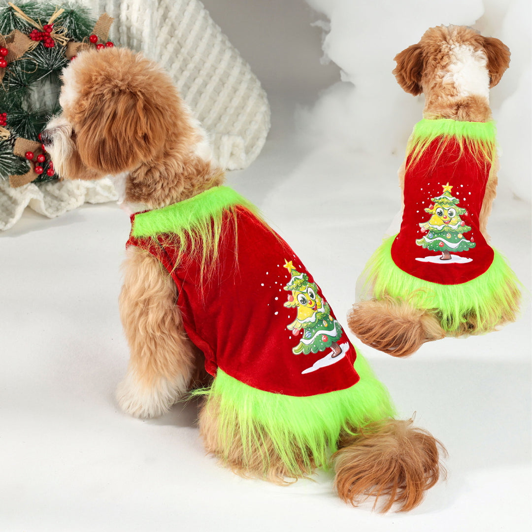 Christmas Dog Clothes for Dogs Cats Pet Dress-up As A Green Character Outfit Holiday Cosplay Party Costume for Photos Image 1