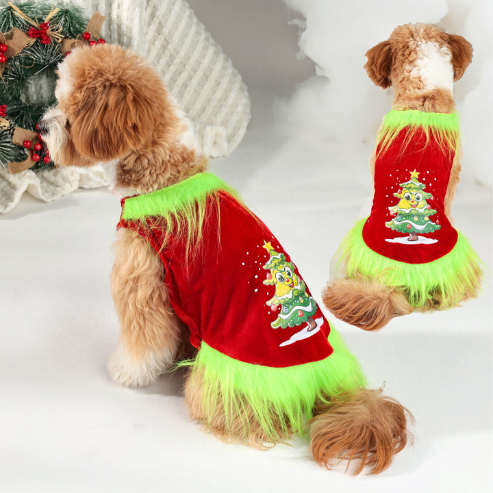 Christmas Dog Clothes for Dogs Cats Pet Dress-up As A Green Character Outfit Holiday Cosplay Party Costume for Photos Image 1