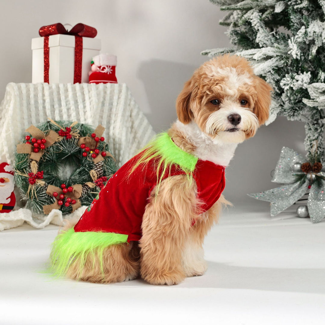 Christmas Dog Clothes for Dogs Cats Pet Dress-up As A Green Character Outfit Holiday Cosplay Party Costume for Photos Image 3