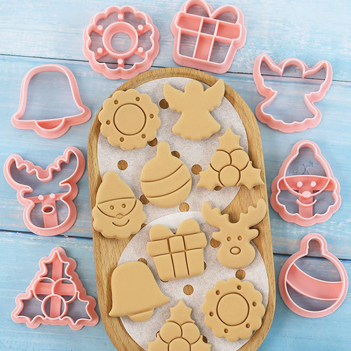 8Pcs Christmas Cookie Cutter Set 3D Mini Stamps for Baking DIY Press Molds Tree Snowflake Sugar Cookies Molds Food-Grade Image 4