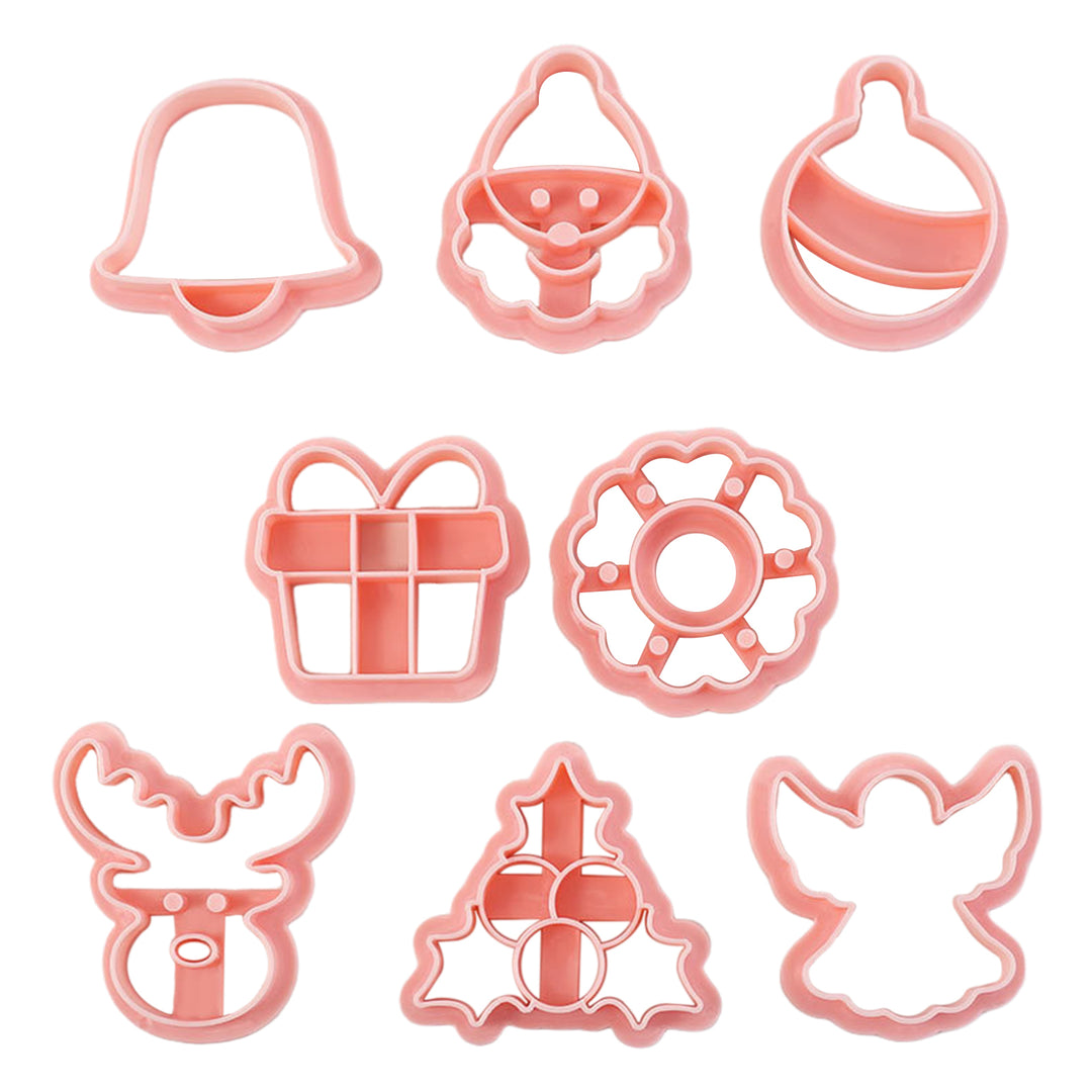 8Pcs Christmas Cookie Cutter Set 3D Mini Stamps for Baking DIY Press Molds Tree Snowflake Sugar Cookies Molds Food-Grade Image 4