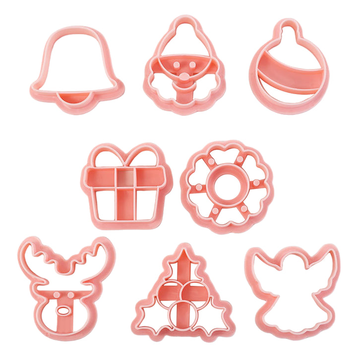 8Pcs Christmas Cookie Cutter Set 3D Mini Stamps for Baking DIY Press Molds Tree Snowflake Sugar Cookies Molds Food-Grade Image 4