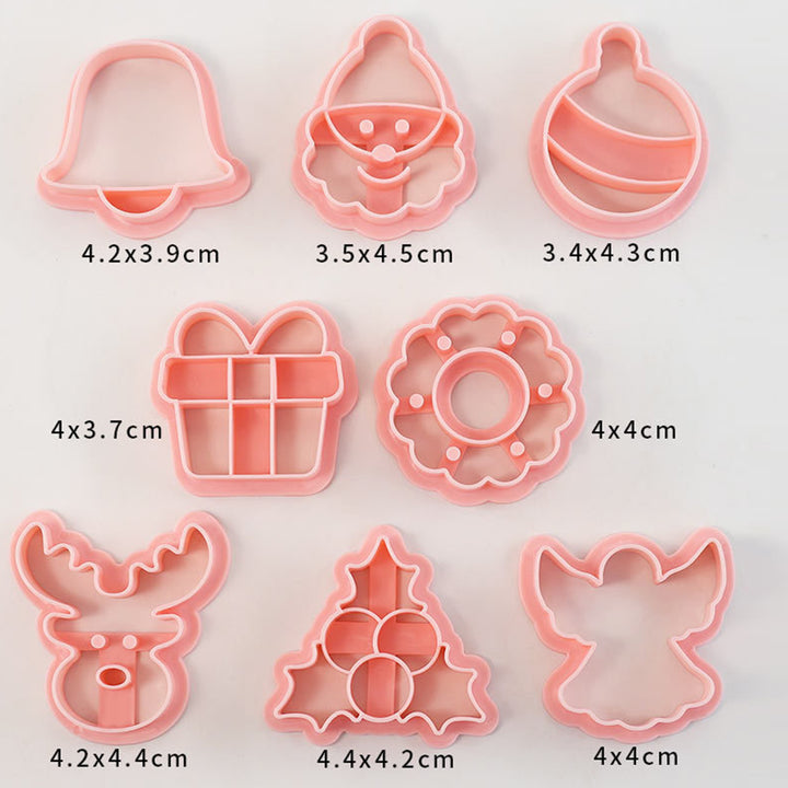 8Pcs Christmas Cookie Cutter Set 3D Mini Stamps for Baking DIY Press Molds Tree Snowflake Sugar Cookies Molds Food-Grade Image 6