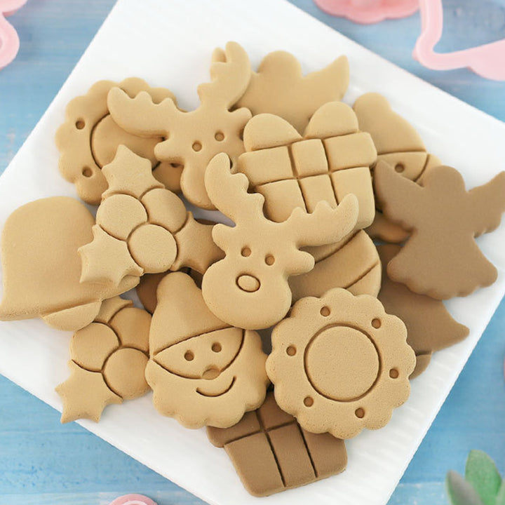 8Pcs Christmas Cookie Cutter Set 3D Mini Stamps for Baking DIY Press Molds Tree Snowflake Sugar Cookies Molds Food-Grade Image 8