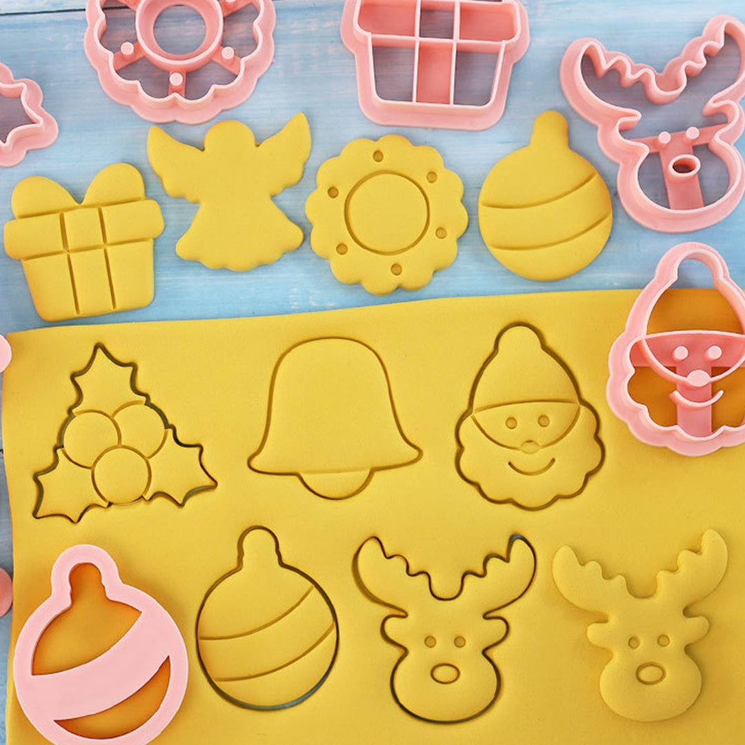 8Pcs Christmas Cookie Cutter Set 3D Mini Stamps for Baking DIY Press Molds Tree Snowflake Sugar Cookies Molds Food-Grade Image 9