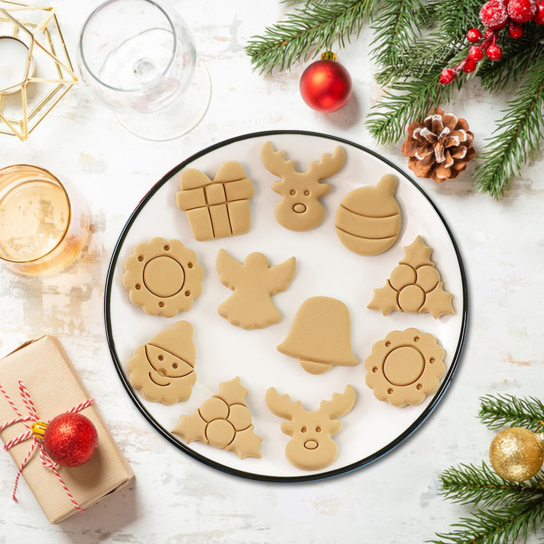 8Pcs Christmas Cookie Cutter Set 3D Mini Stamps for Baking DIY Press Molds Tree Snowflake Sugar Cookies Molds Food-Grade Image 10