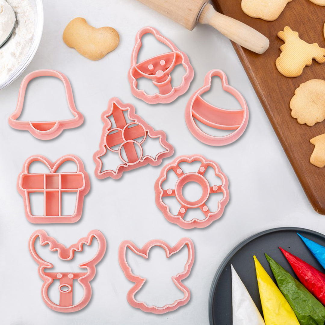 8Pcs Christmas Cookie Cutter Set 3D Mini Stamps for Baking DIY Press Molds Tree Snowflake Sugar Cookies Molds Food-Grade Image 11