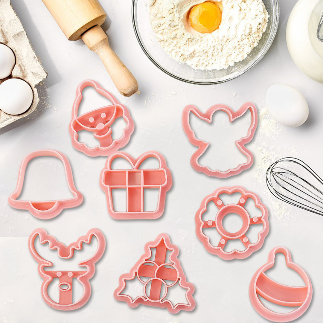 8Pcs Christmas Cookie Cutter Set 3D Mini Stamps for Baking DIY Press Molds Tree Snowflake Sugar Cookies Molds Food-Grade Image 12