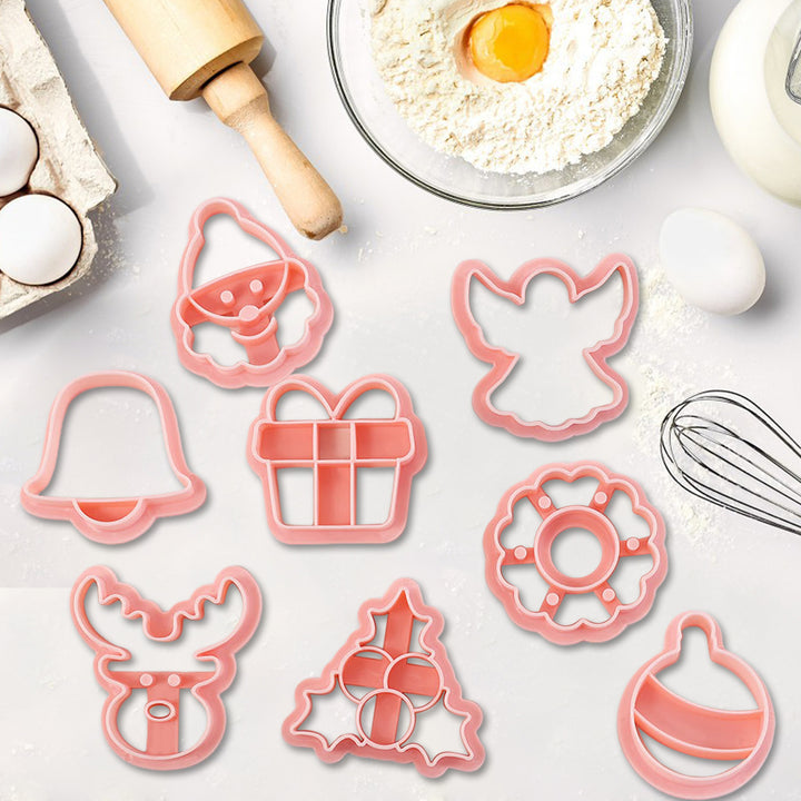 8Pcs Christmas Cookie Cutter Set 3D Mini Stamps for Baking DIY Press Molds Tree Snowflake Sugar Cookies Molds Food-Grade Image 12